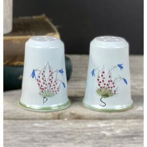Buchan Thistleware Small Salt Pepper Set Portobello Scotland Stoneware‎ Sm Chip